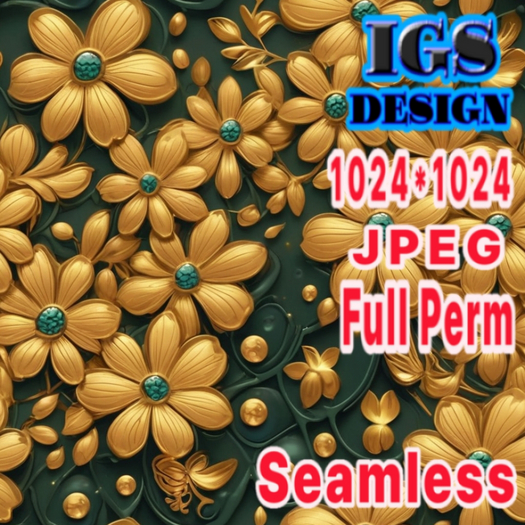 Wall / Fabric / Panel Seamless Texture With Golden Flowers