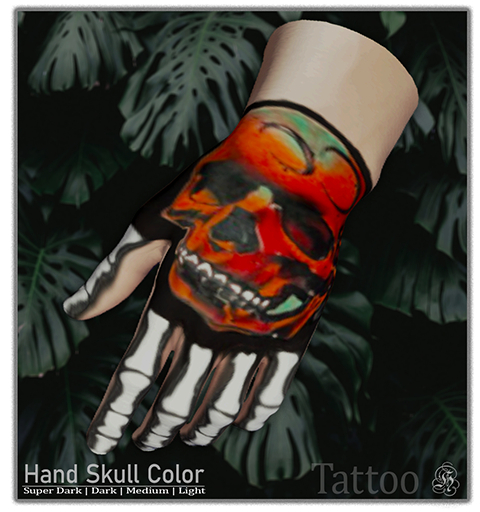 :: H4 // Hand Tattoo Skull Color ::