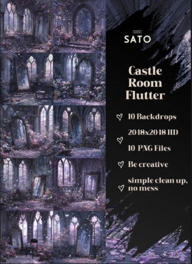 SATO - Castle Room Flutter backdrops (UNPACK)