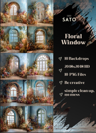 SATO - Floral Windows backdrops (UNPACK)