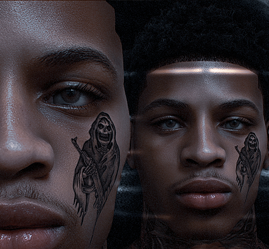 FR ~ Eli Reaper Left Cheek Tattoo