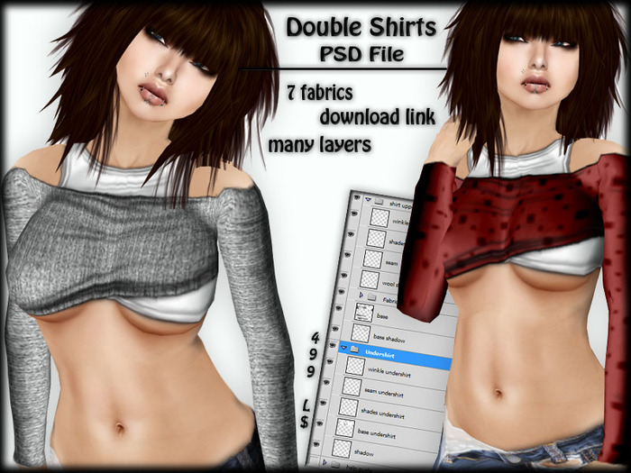 Double Shirts PSD/PNG Templates - full perm -