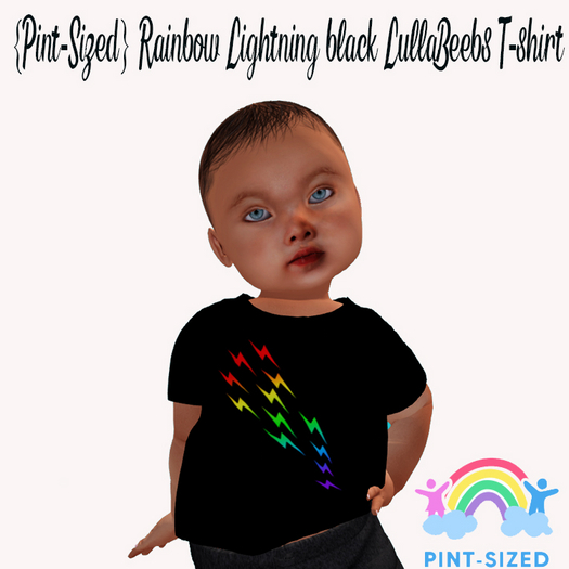 {Pint-Sized} Rainbow Lightning black LullaBeebs T-shirt