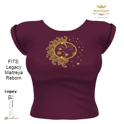 Maroon MOON & STARS CUFF TEE - BOXED (ADD)