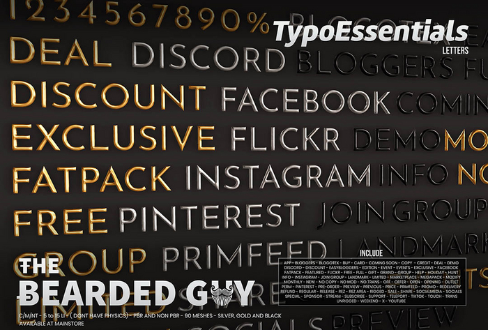 Pack Typo Essentials Letters - The Bearded Guy