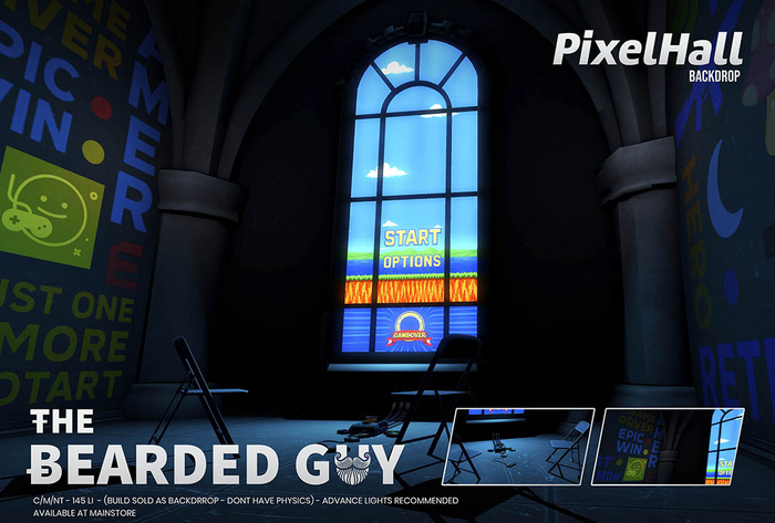 Pixel Hall Backdrop - The Bearded Guy