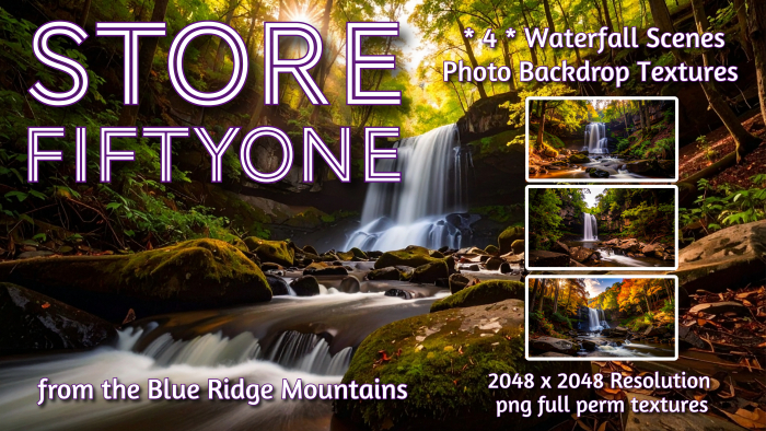 NEW! * 4 * Waterfalls Photo Studio Backdrop Textures -2K! - Store FiftyOne :) 