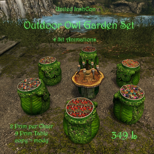 *UI* Outdoor Owl Garden Set v