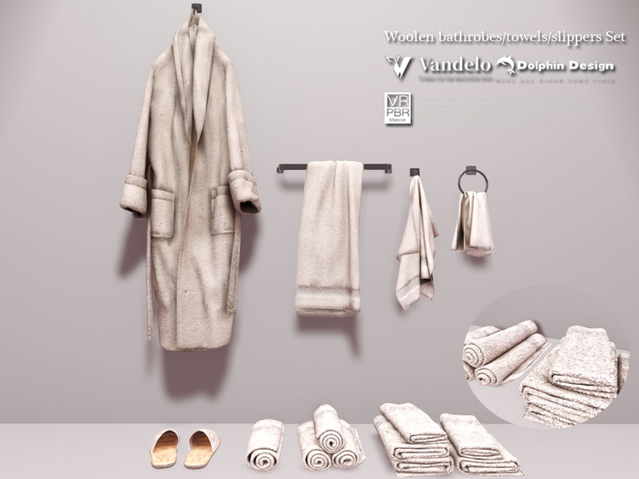 [vandelo] Woolen bathrobes/towels/slippers Set