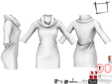 WC1375 3 Quarter Sleeves Rolled cowl Neck Mini Dress