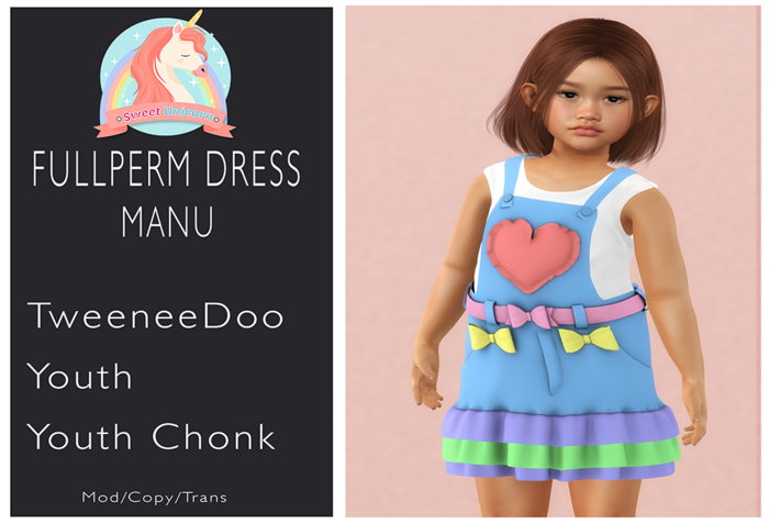 ::SU:: Fullperm Dress  Manu {TweeneeDoo/Youth/Chonk}