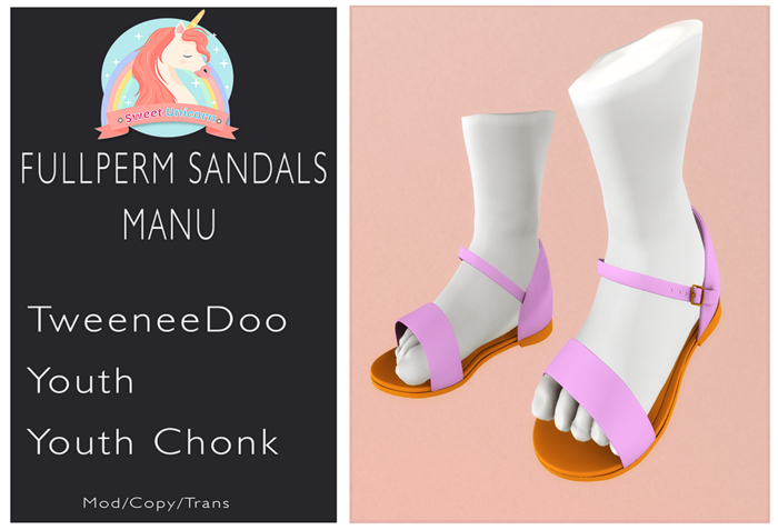 ::SU:: Fullperm Sandals Manu {TweeneeDoo/Youth/Chonk}
