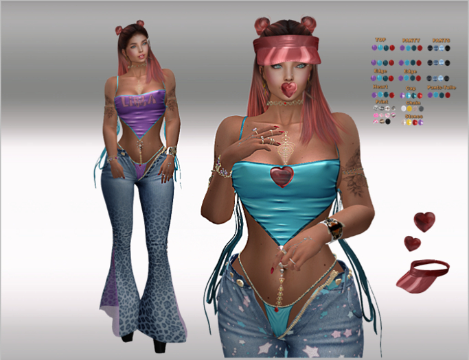 SET Top,Panty,Pants,Cap,Bubble 67x Multicolor3 HUD,LaraX,Legacy,Reborn