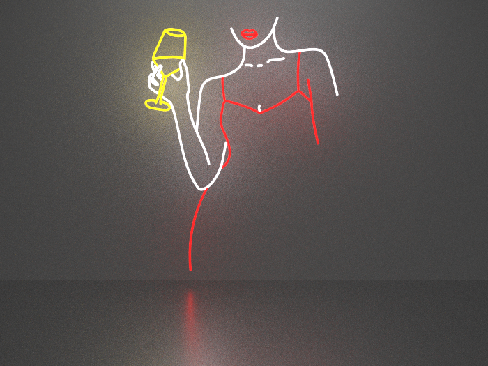 Woman with a glass of wine 3 neon sign Full Permission