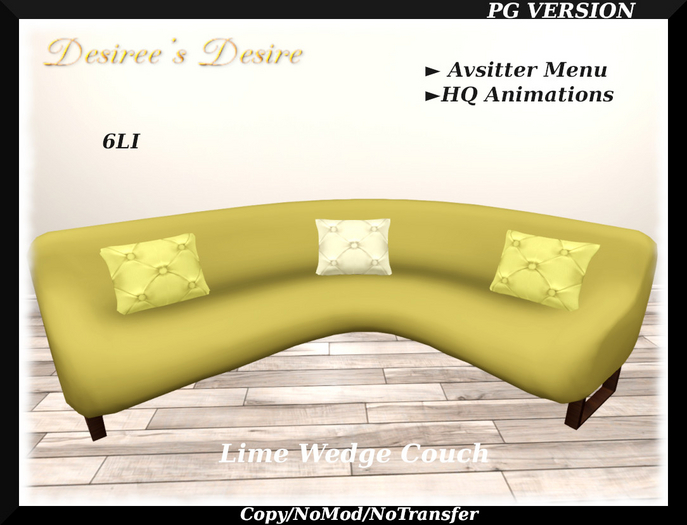 Desiree's Desire~ Lime Wedge Couch