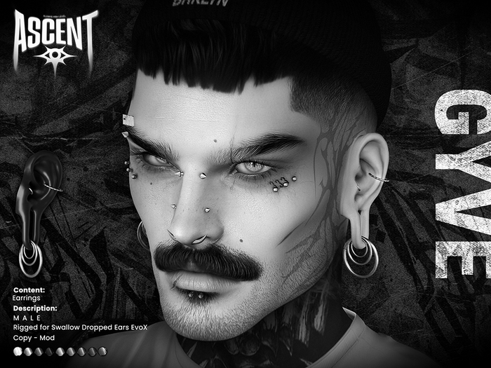 ASCENT - DEMO Gyve Earrings (Dropped ears M)