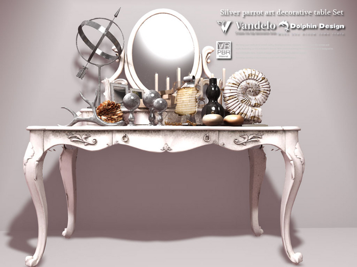 [vendelo]Silver parrot art decorative table Set