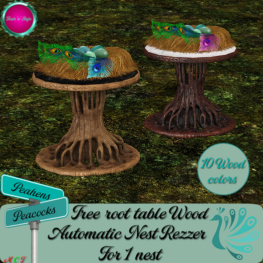 {Flair 'n' Style}Peafowl Nest AutoRezz[Tree root table] Wood