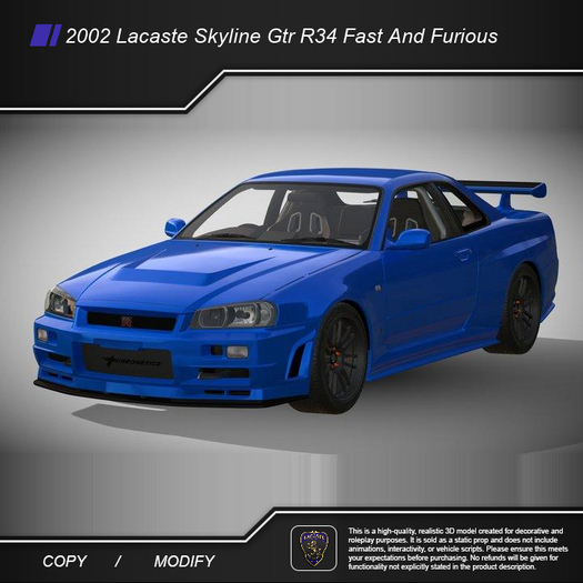 2002 Lacaste Skyline Gtr R34 Fast And Furious