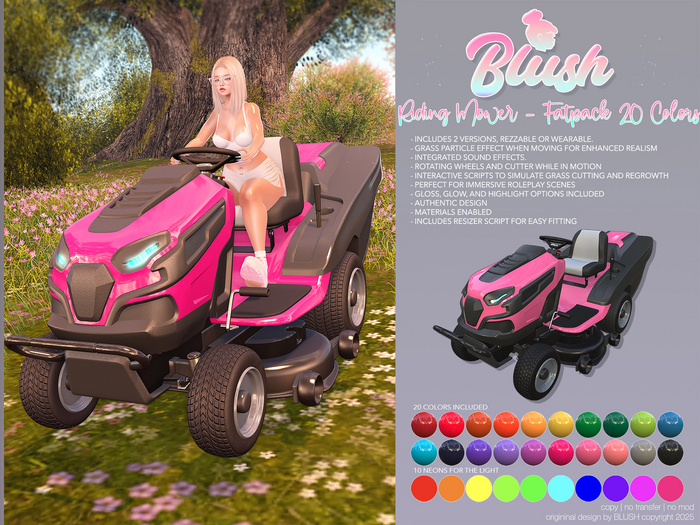 BLUSH - Riding Mower - Fatpack 20 Colors