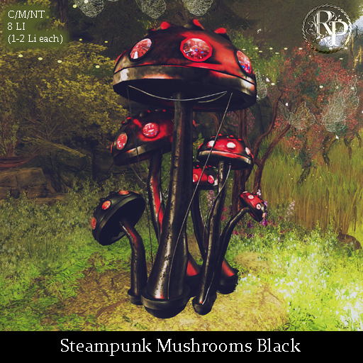 (RP) Steampunk Mushrooms Black
