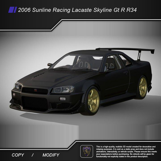 Sunline Racing R35 Second Life Marketplace - 2006 Sunline Racing Lacaste Skyline Gt R R34