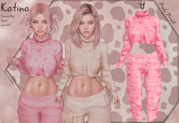 .:Bad Rabbit:. Katina Sweater and Pants Pink Print