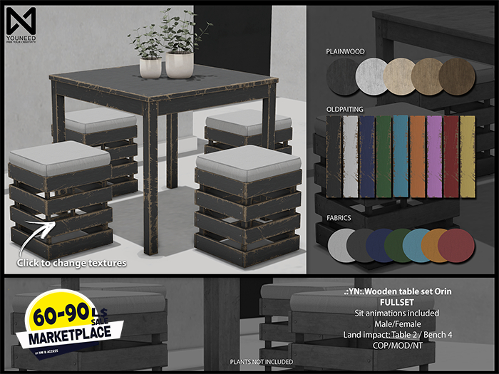 .:YN:.Wooden table set Orin Fullset