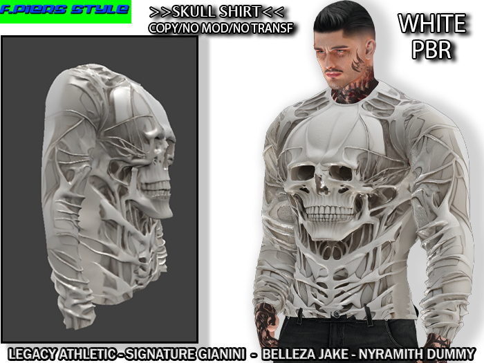 ~Skull Shirt WHITE~ F.PIERS STYLE