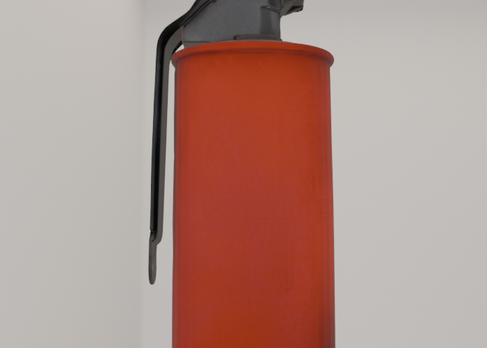 an old red canister with a metal handle - full permission