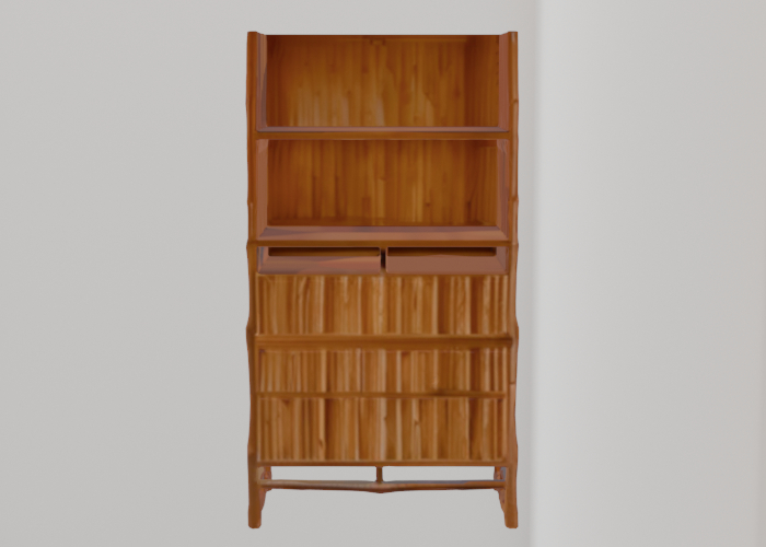 bamboo hutt with a shelf and shelves - full permission