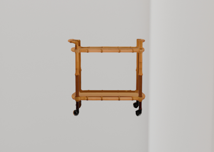 bamboo serving cart with wheels - full permission