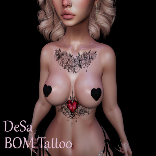 DeSa -Belly Red Heart- BOM Tattoo (Add)