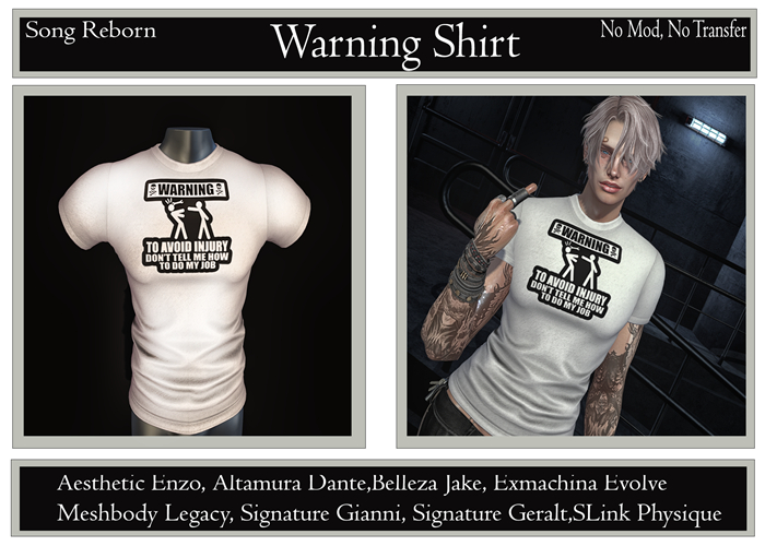 *~Song Reborn~* Warning Shirt- M Set