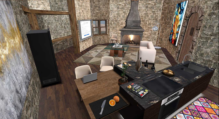 Medieval castle with partial modern furnishings