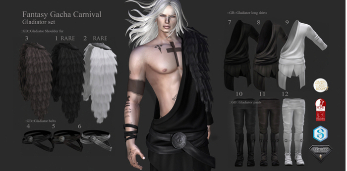 2.::GB::Gladiator Shoulder fur / White RARE