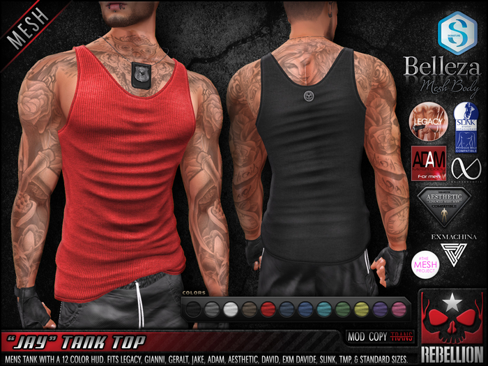 = REBELLION = "JAY" TANK TOP - DEMO