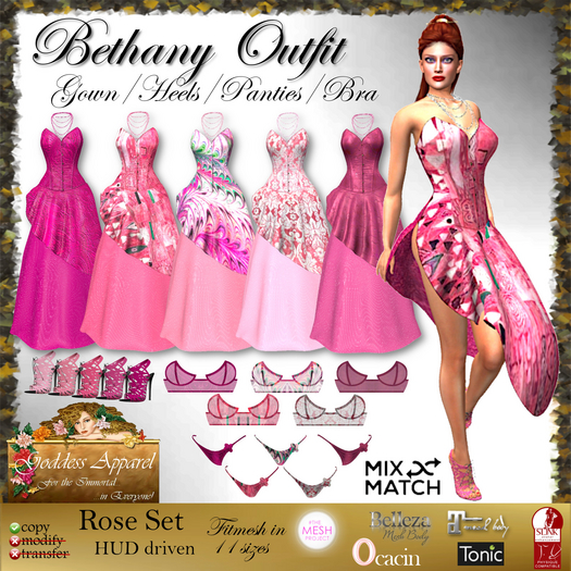 *Goddess* Bethany Gown Outfit - Roses