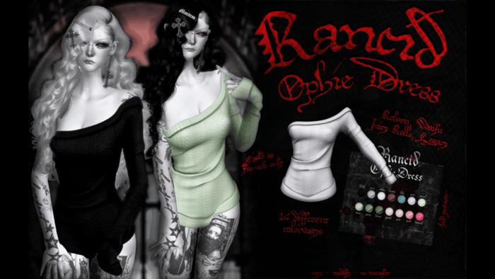 Second Life Marketplace - RANCID . 'Ophie' Dress {Fatpack}