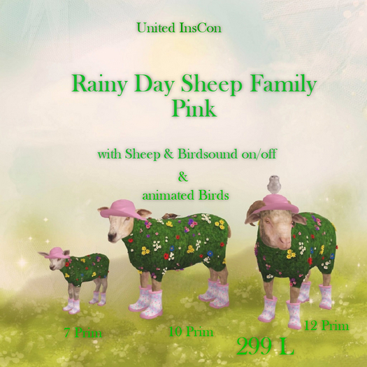 *UI* Rainy Day Sheep Family Pink