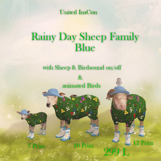 *UI* Rainy Day Sheep Family Blue v