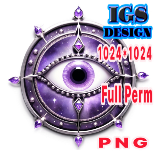 Full Perm Texture - Purple Shield With Eye And Crystals