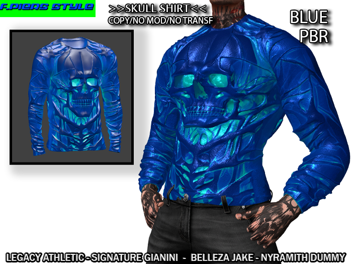 ~Skull Shirt BLUE~ F.PIERS STYLE