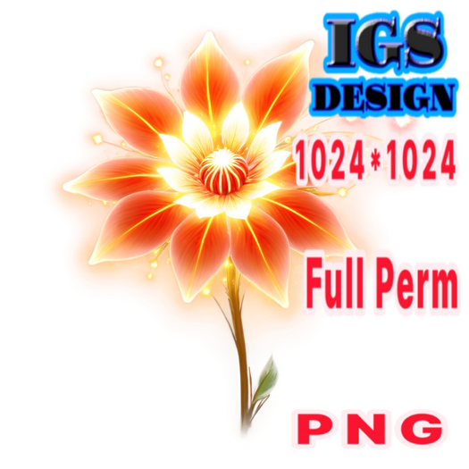 Full Perm PNG Texture - Fiery Fantasy Flower