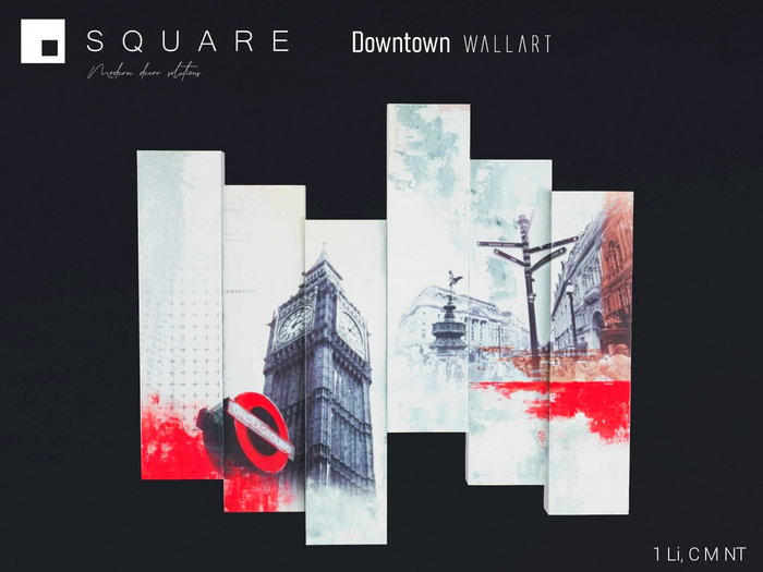 [ SQUARE ] - DOWNTOWN Canvas  Wall Art Frame - GIFT