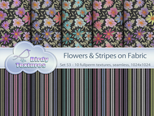 Birdy Textures - [Set 53] - FLOWERS & STRIPES on linen