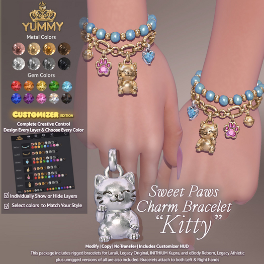 (Yummy) Sweet Paws Charm Bracelet - Kitty