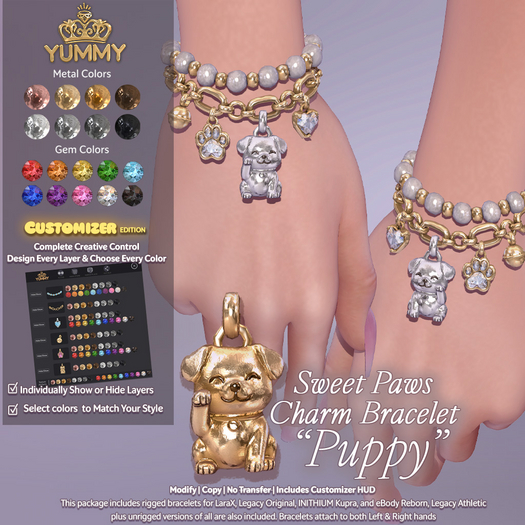 (Yummy) Sweet Paws Charm Bracelet - Puppy