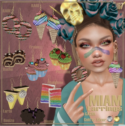 #187# MIAM Earrings - 12 - Rainbow Cake Gold