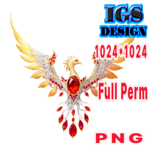 Full Perm Texture - Royal Phoenix Brooch With Rubbies